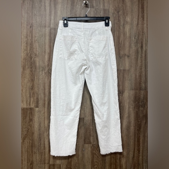 Frank and Eileen White Kinsale Cropped Pants w/ Raw Hem Cotton and Flax … - Picture 2 of 14